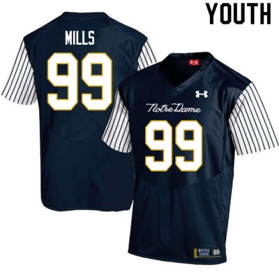 Notre Dame Fighting Irish Youth Rylie Mills #99 Navy Under Armour Alternate Authentic Stitched College NCAA Football Jersey DLT4599UF